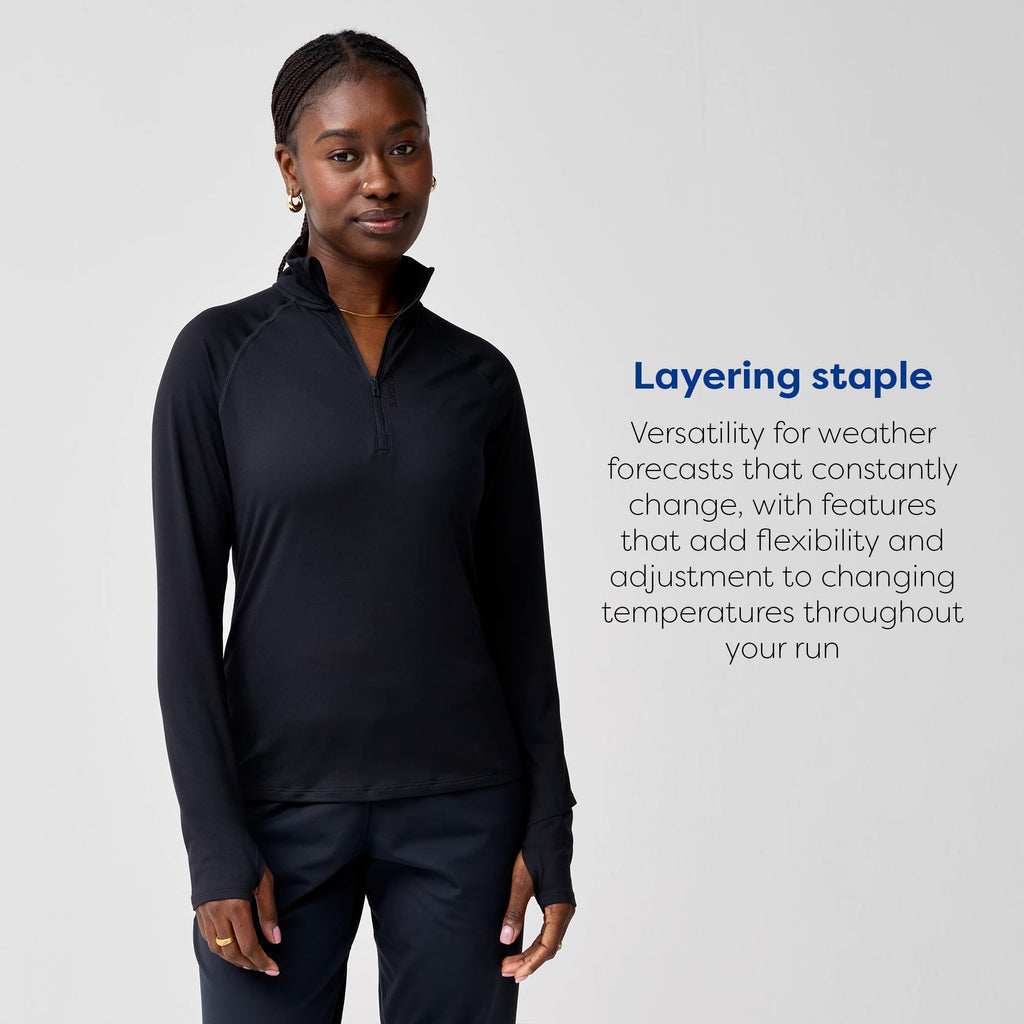 Women's Stretch Half-Zip Running Top with Watch Window