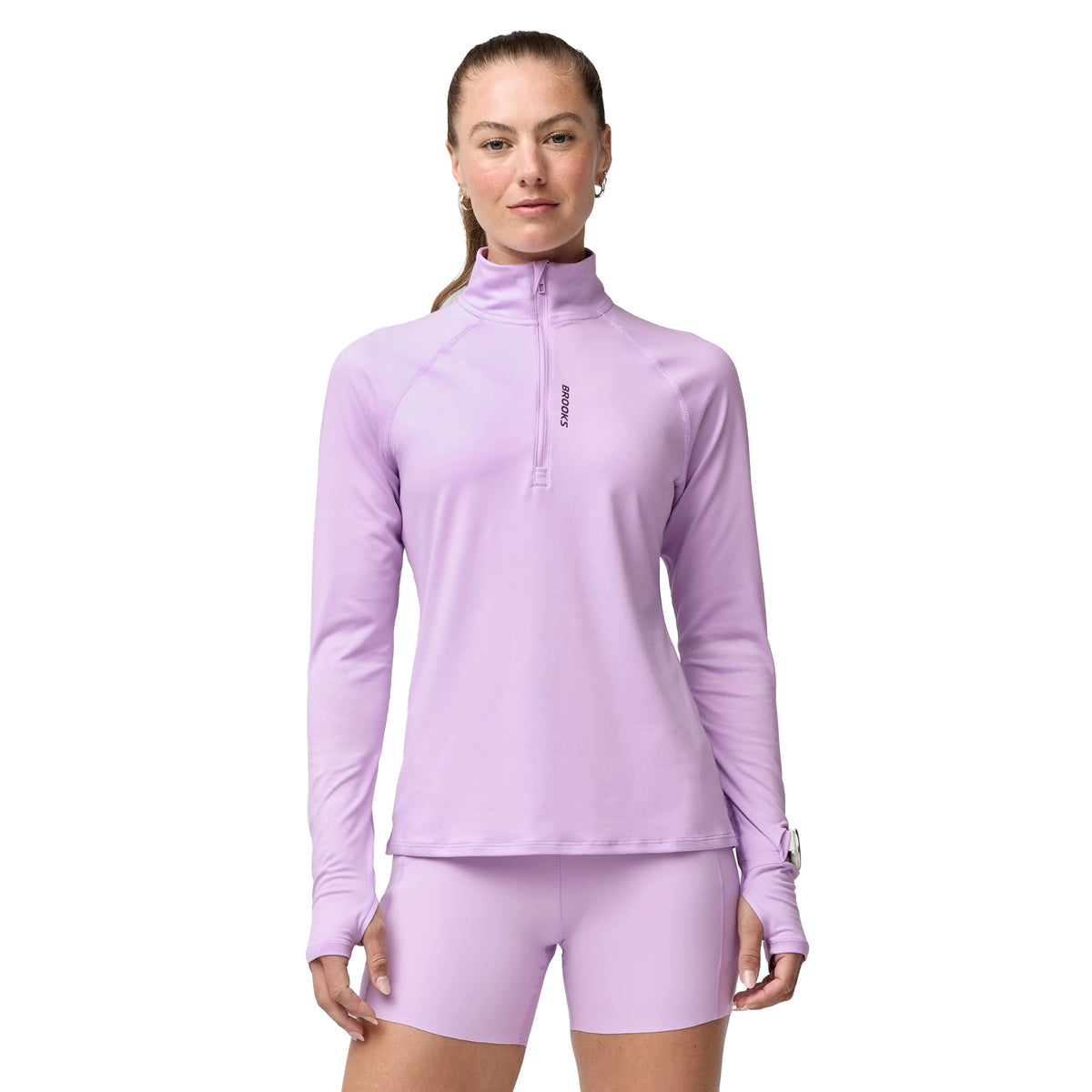 Women's Stretch Half-Zip Running Top with Watch Window