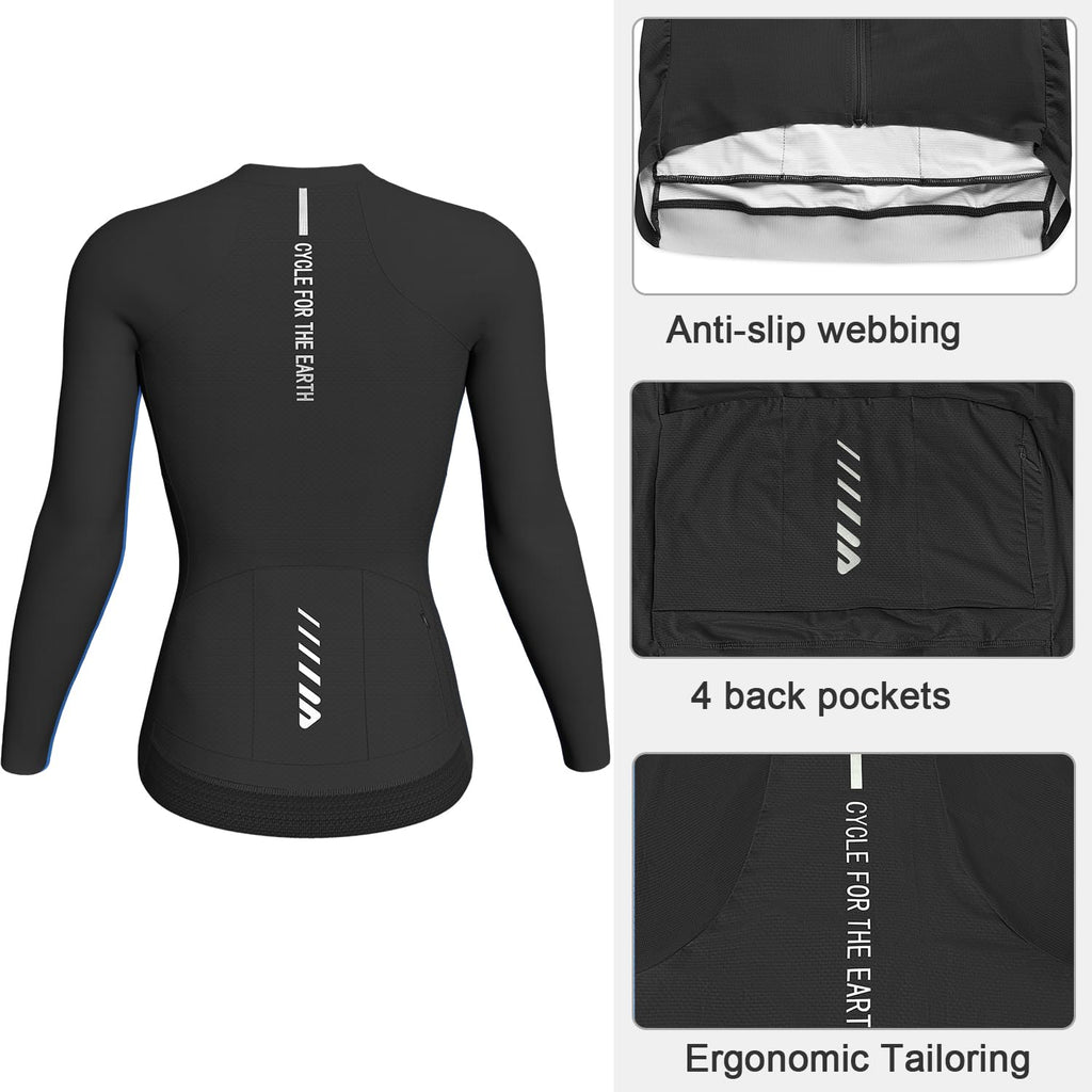 Women's Long-Sleeve Cycling Jersey with Four Rear Pockets