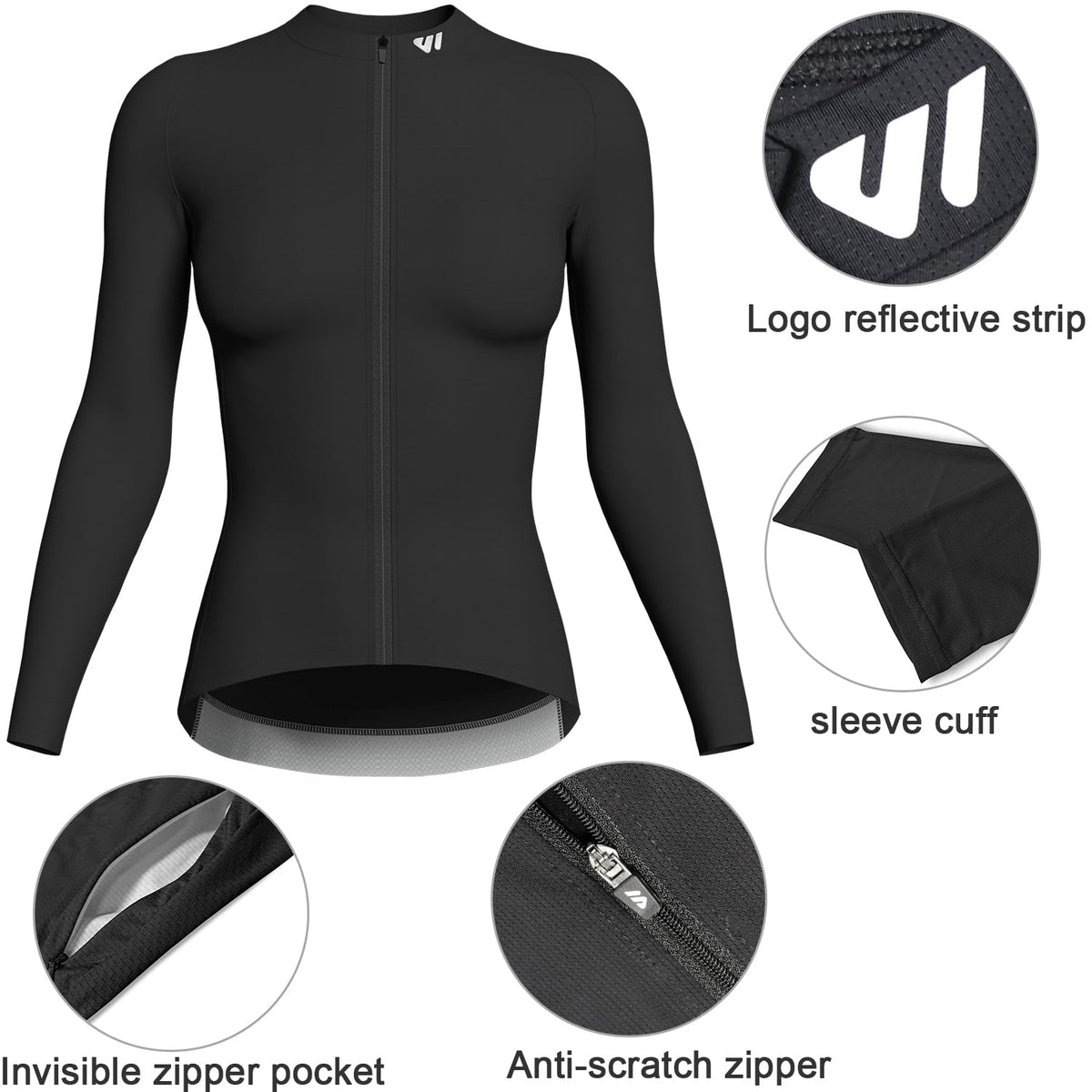 Women's Long-Sleeve Cycling Jersey with Four Rear Pockets