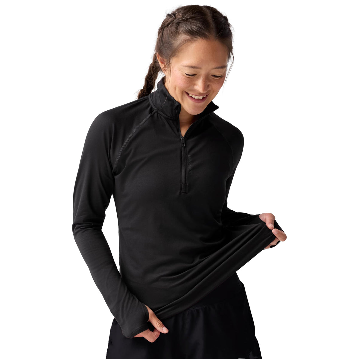 Women's Stretch Half-Zip Running Top with Watch Window