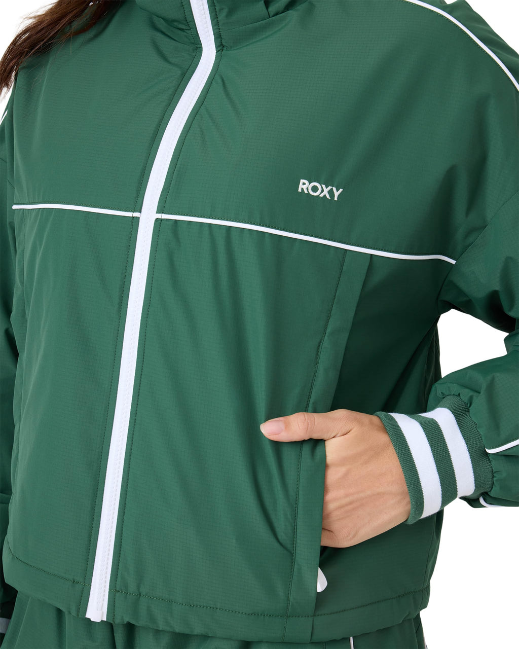 Women's Lightweight Insulated Track Jacket with Hidden Hood