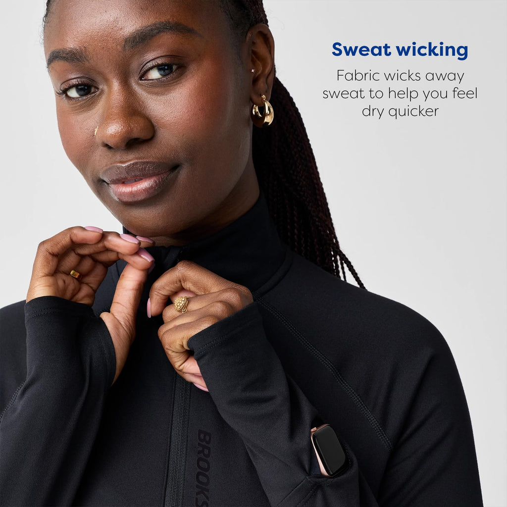 Women's Stretch Half-Zip Running Top with Watch Window